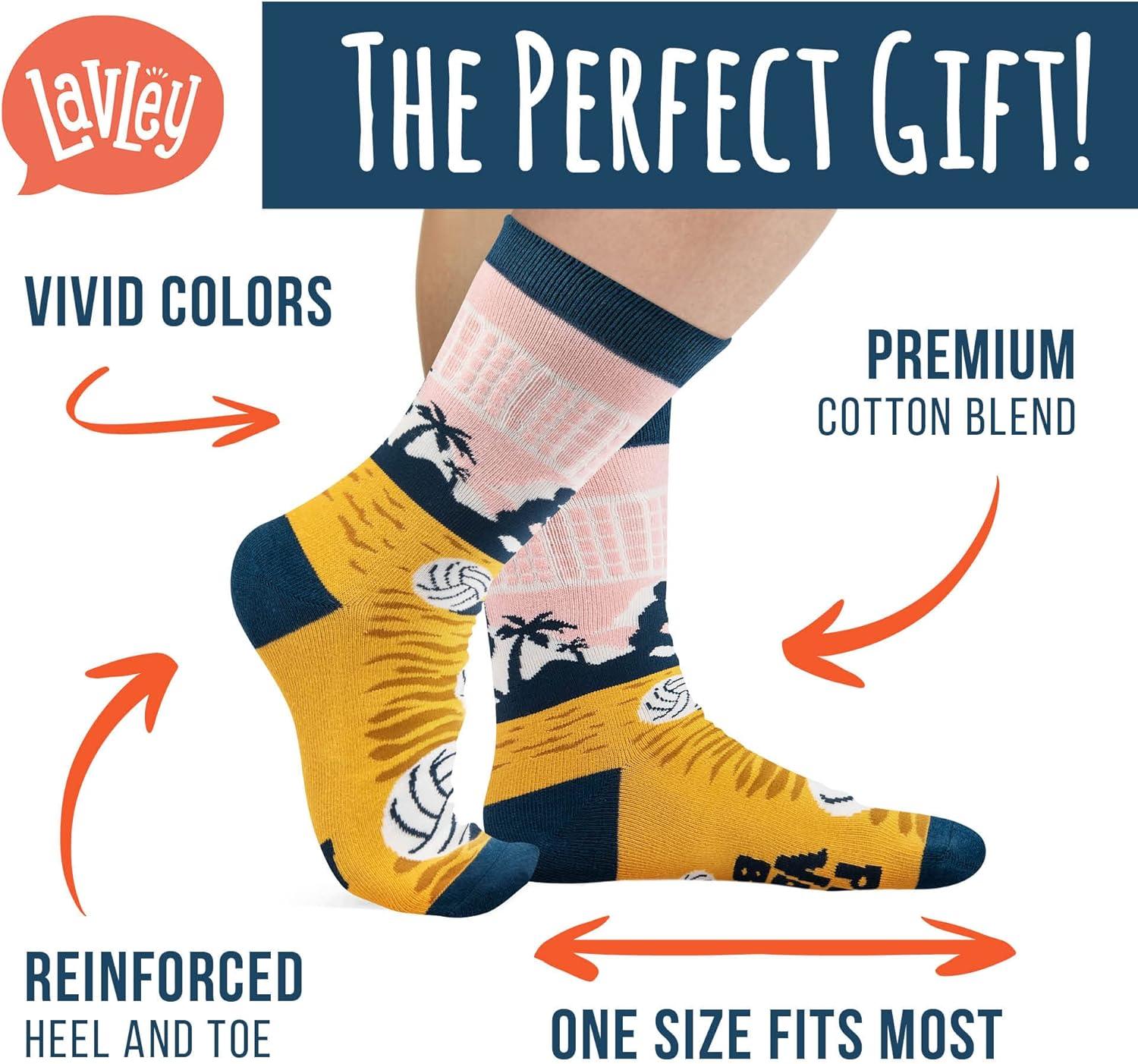 imageLavley Fun and Funny Socks for Women  Cute Colorful Acessory Gifts for Adults and Teens  One Size Fits Most LadiesVolleyball
