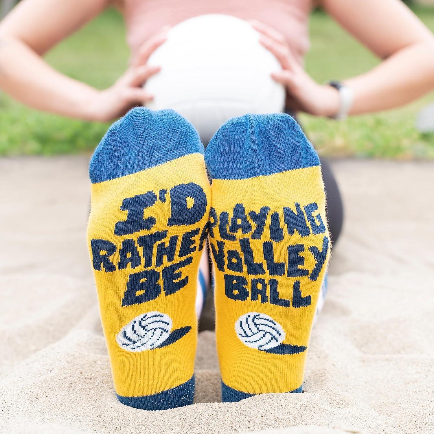 imageLavley Fun and Funny Socks for Women  Cute Colorful Acessory Gifts for Adults and Teens  One Size Fits Most LadiesVolleyball