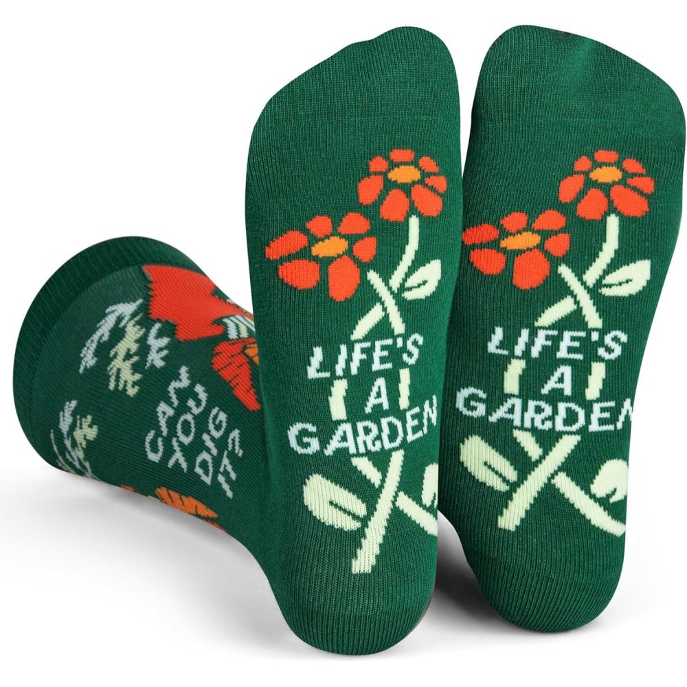 imageLavley Fun and Funny Socks for Women  Cute Colorful Acessory Gifts for Adults and Teens  One Size Fits Most LadiesLifes a Garden  Dig It