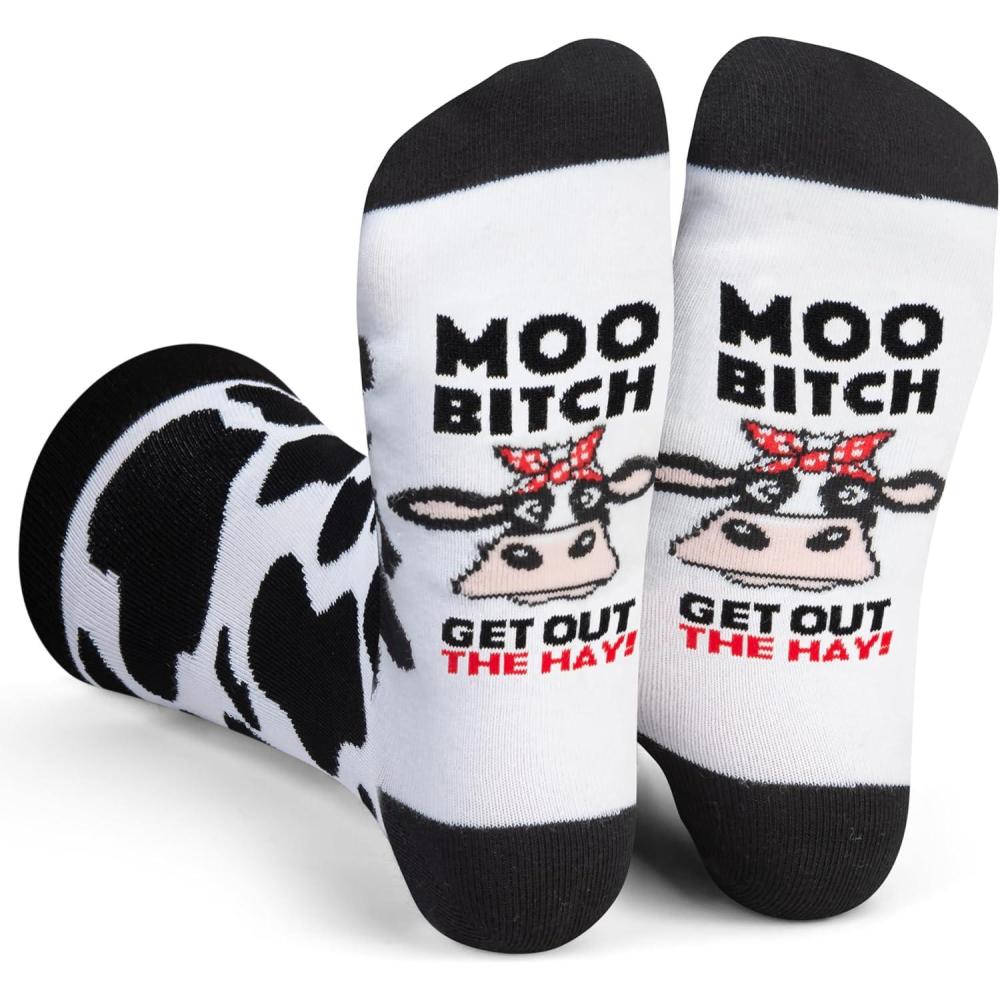 imageLavley Fun and Funny Socks for Women  Cute Colorful Acessory Gifts for Adults and Teens  One Size Fits Most LadiesMoo  Cow