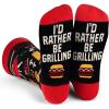 imageLavley Funny Socks for Adults  Cool Novelty Gifts and Stocking Stuffers for Men Women ampamp Teens  One SizeId Rather Be Grilling