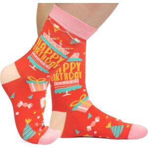imageLavley Fun and Funny Socks for Women  Cute Colorful Acessory Gifts for Adults and Teens  One Size Fits Most LadiesHappy Birthday