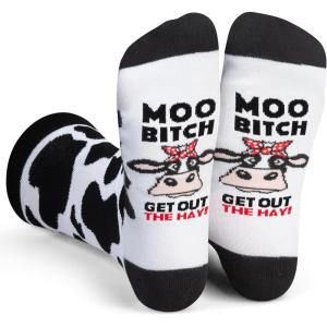 imageLavley Fun and Funny Socks for Women  Cute Colorful Acessory Gifts for Adults and Teens  One Size Fits Most LadiesMoo  Cow