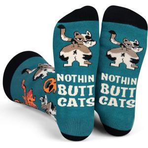 imageLavley Fun and Funny Socks for Women  Cute Colorful Acessory Gifts for Adults and Teens  One Size Fits Most LadiesNothing Butt Cats