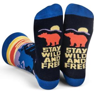 imageLavley Fun and Funny Socks for Women  Cute Colorful Acessory Gifts for Adults and Teens  One Size Fits Most LadiesStay Wild and Free