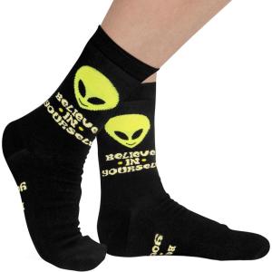 imageLavley Funny Socks for Adults  Cool Novelty Gifts and Stocking Stuffers for Men Women ampamp Teens  One SizeBelieve in Yourself Alien