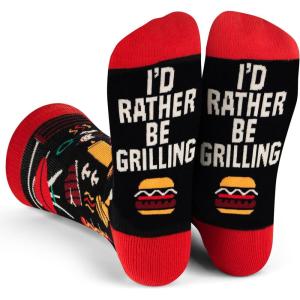 imageLavley Funny Socks for Adults  Cool Novelty Gifts and Stocking Stuffers for Men Women ampamp Teens  One SizeId Rather Be Grilling