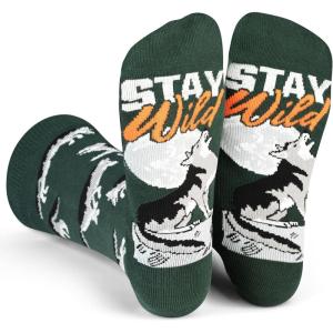 imageLavley Funny Socks for Adults  Cool Novelty Gifts and Stocking Stuffers for Men Women ampamp Teens  One SizeStay Wild Wolf