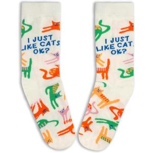 imageLavley I Just Like Cats OK Socks  Funny Gifts for Cat Moms and Pet Lovers  One Size Fits Most