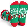 imageLavley Funny Christmas Socks for Adults  Novelty Stocking Stuffer Gifts for Men Women and Teens  Unisex One SizeWell Hung