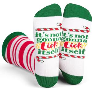 imageLavley Funny Christmas Socks for Adults  Novelty Stocking Stuffer Gifts for Men Women and Teens  Unisex One SizeCandy Cane Lick
