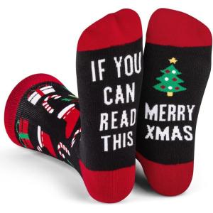 imageLavley Funny Christmas Socks for Adults  Novelty Stocking Stuffer Gifts for Men Women and Teens  Unisex One SizeIf You Can Read This Merry Christmas
