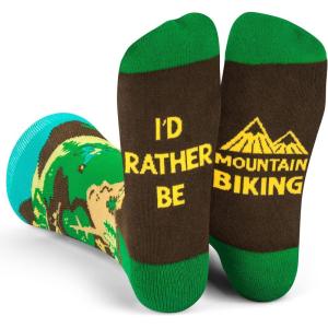 imageLavley Bike Socks  Gifts for cyclists and mountain bikers  Fun holiday or birthday gift  Great stocking stufferId Rather Be Biking