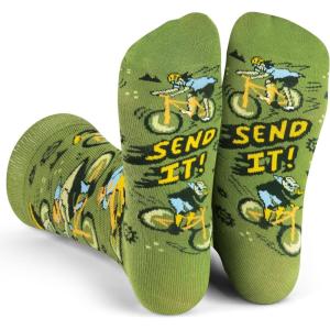 imageLavley Bike Socks  Gifts for cyclists and mountain bikers  Fun holiday or birthday gift  Great stocking stufferRather Be Mountain Biking