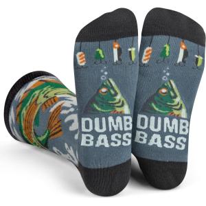 imageLavley Fishing and Hunting Socks  Gag gift for hunters and fishermen  Great for Christmas Fathers Day or birthdaysDumb Bass