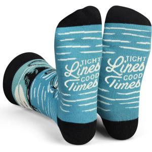 imageLavley Fishing and Hunting Socks  Gag gift for hunters and fishermen  Great for Christmas Fathers Day or birthdaysTight Lines  Good Times