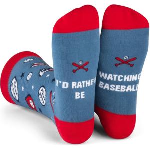 imageLavley Funny Socks for Sports Fans and Players  Cool Novelty Gifts for Men Women ampamp TeensId Rather Be Watching Baseball