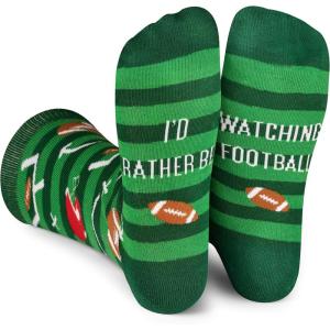 imageLavley Funny Socks for Sports Fans and Players  Cool Novelty Gifts for Men Women ampamp TeensId Rather Be Watching Football