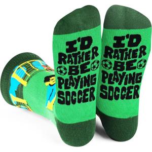 imageLavley Funny Socks for Sports Fans and Players  Cool Novelty Gifts for Men Women ampamp TeensPlaying Soccer