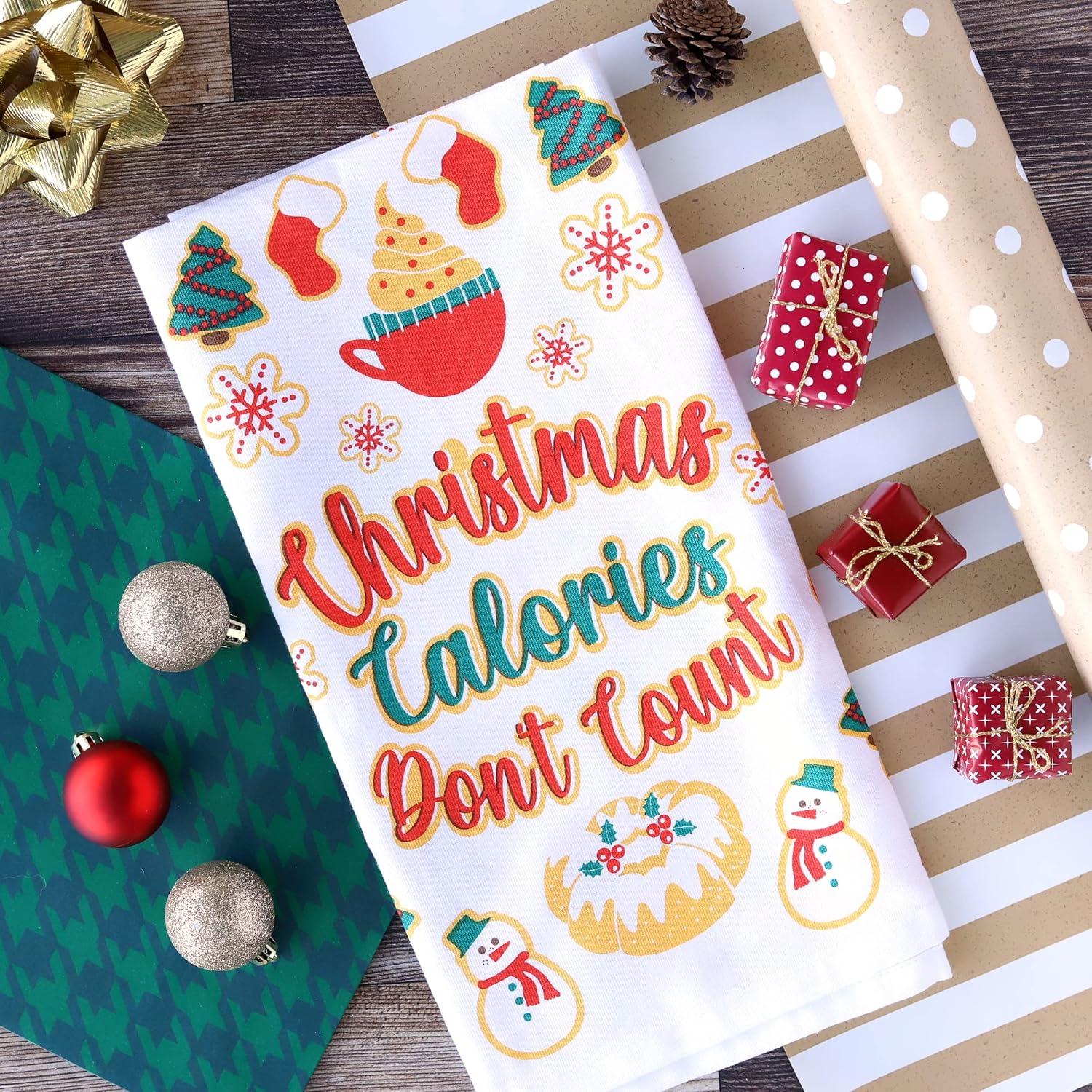 imageLavley Funny Kitchen Towels with Sayings  Colorful Kitchen Decor Novelty Gift Xmas Calories