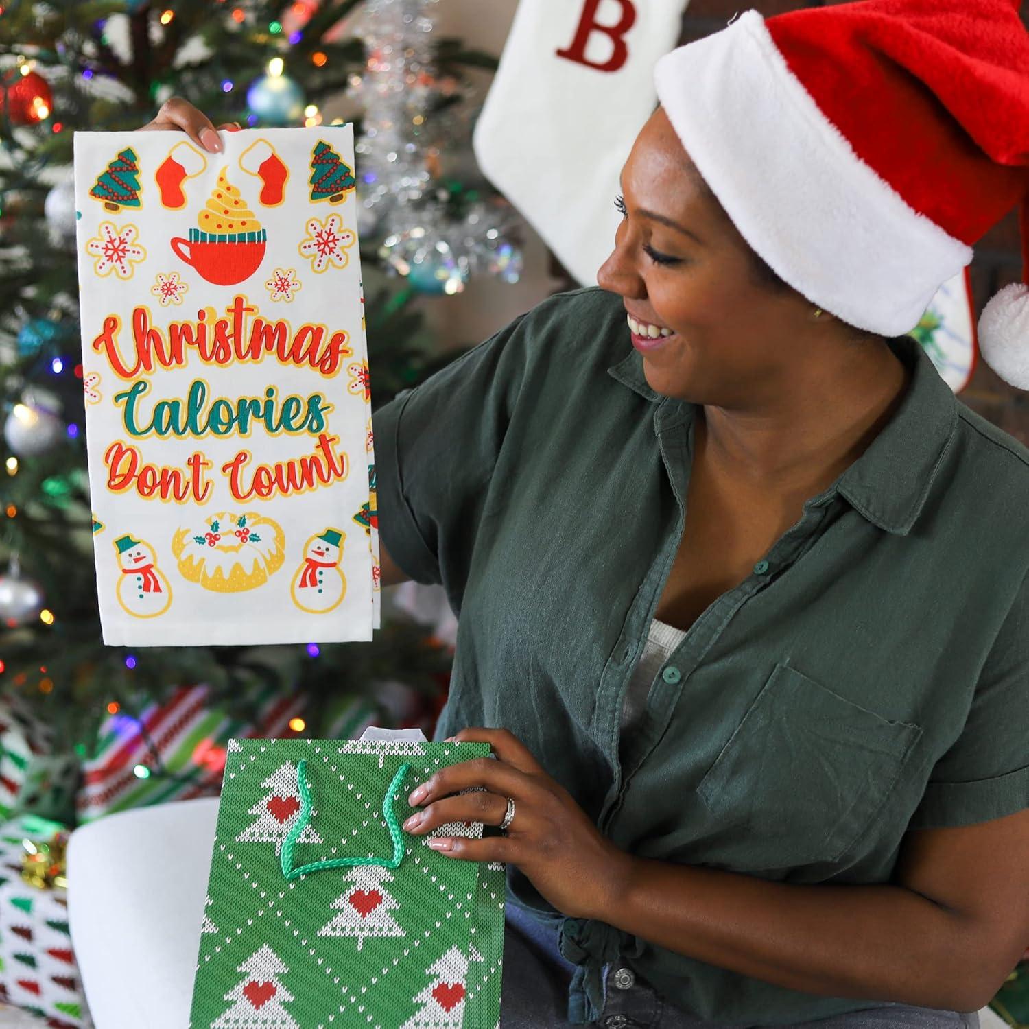 imageLavley Funny Kitchen Towels with Sayings  Colorful Kitchen Decor Novelty Gift Xmas Calories