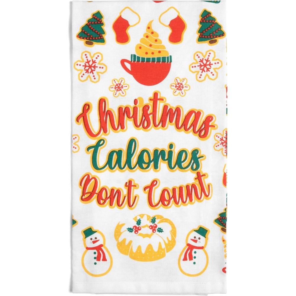 imageLavley Funny Kitchen Towels with Sayings  Colorful Kitchen Decor Novelty Gift Xmas Calories