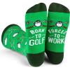 imageLavley Funny Golf Socks  Fun gift for golfers  Unisex one size fits most  Great for birthdays or stocking stuffersBorn to Golf Forced to Work