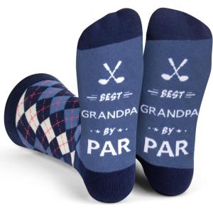 imageLavley Funny Golf Socks  Fun gift for golfers  Unisex one size fits most  Great for birthdays or stocking stuffersBest Grandpa By Par