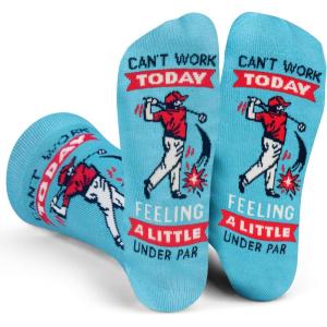imageLavley Funny Golf Socks  Fun gift for golfers  Unisex one size fits most  Great for birthdays or stocking stuffersCant Work  Feeling Under Par
