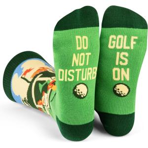 imageLavley Funny Golf Socks  Fun gift for golfers  Unisex one size fits most  Great for birthdays or stocking stuffersDo Not Disturb  Golf is on