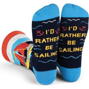 imageLavley Ocean and Nautical Socks  Fun gifts for sailors boaters and beach lovers  Great for summer or vacationsId Rather Be Sailing