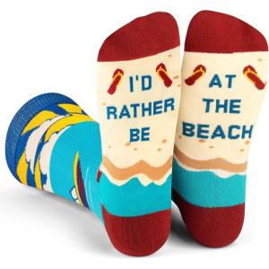 imageLavley Ocean and Nautical Socks  Fun gifts for sailors boaters and beach lovers  Great for summer or vacationsId Rather Be at the Beach
