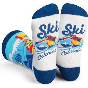 imageLavley Ski Socks  Funny socks for skiers and snowboarders  Unisex novelty gift  Great for birthdays or holidaysSki Colorado