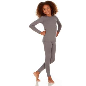imageThermajane Thermal Underwear for Kids Long Johns Girls Thermal Underwear Set Base Layer Kids Long UnderwearGrey