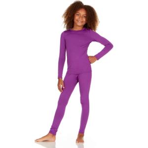 imageThermajane Thermal Underwear for Kids Long Johns Girls Thermal Underwear Set Base Layer Kids Long UnderwearPurple