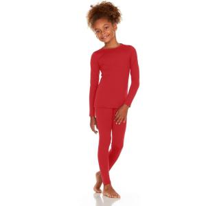 imageThermajane Thermal Underwear for Kids Long Johns Girls Thermal Underwear Set Base Layer Kids Long UnderwearRed