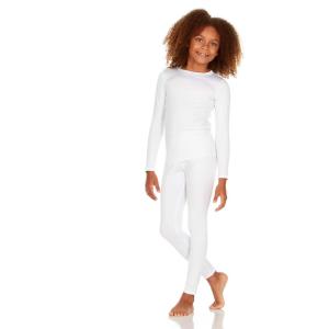 imageThermajane Thermal Underwear for Kids Long Johns Girls Thermal Underwear Set Base Layer Kids Long UnderwearWhite