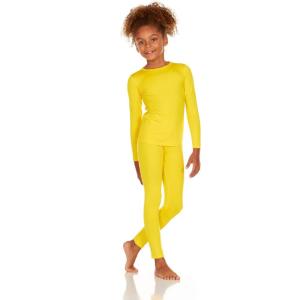imageThermajane Thermal Underwear for Kids Long Johns Girls Thermal Underwear Set Base Layer Kids Long UnderwearYellow
