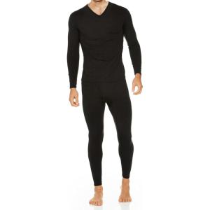 imageThermajohn Long Johns Thermal Underwear for Men Fleece Lined Base Layer Set for Cold WeatherBlack