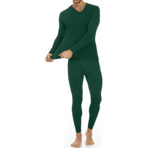 imageThermajohn Long Johns Thermal Underwear for Men Fleece Lined Base Layer Set for Cold WeatherHunter Green