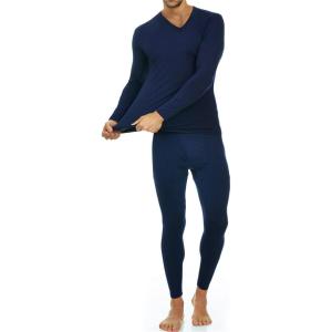 imageThermajohn Long Johns Thermal Underwear for Men Fleece Lined Base Layer Set for Cold WeatherNavy