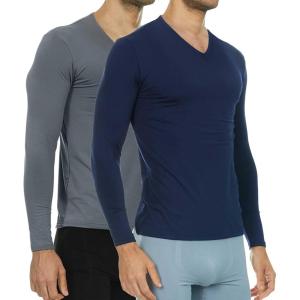 imageThermajohn Thermal Shirts for Men Long Sleeve Thermal Compression Shirts for Men Base Layer Cold WeatherCharcoal  Navy