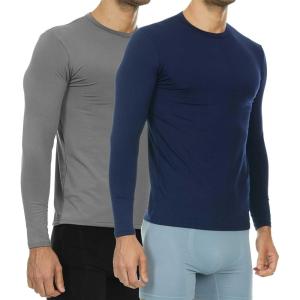 imageThermajohn Thermal Shirts for Men Long Sleeve Thermal Compression Shirts for Men Base Layer Cold WeatherGrey  Navy