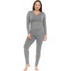 imageThermajane Long Johns Thermal Underwear for Women Fleece Lined Base Layer Pajama Set Cold WeatherGrey