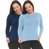 imageThermajane Long Sleeve Thermal Shirts for Women Cold Weather Womens Thermal Underwear Tops Base Layer Women ThermalNavy  Pale Blue