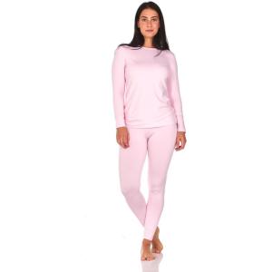 imageThermajane Long Johns Thermal Underwear for Women Fleece Lined Base Layer Pajama Set Cold WeatherBaby Pink