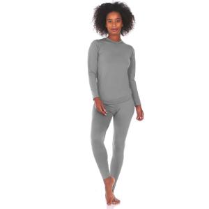 imageThermajane Long Johns Thermal Underwear for Women Fleece Lined Base Layer Pajama Set Cold WeatherGrey