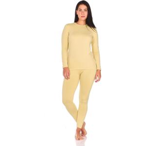 imageThermajane Long Johns Thermal Underwear for Women Fleece Lined Base Layer Pajama Set Cold WeatherNude