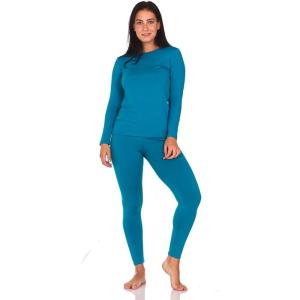 imageThermajane Long Johns Thermal Underwear for Women Fleece Lined Base Layer Pajama Set Cold WeatherTeal