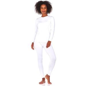 imageThermajane Long Johns Thermal Underwear for Women Fleece Lined Base Layer Pajama Set Cold WeatherWhite